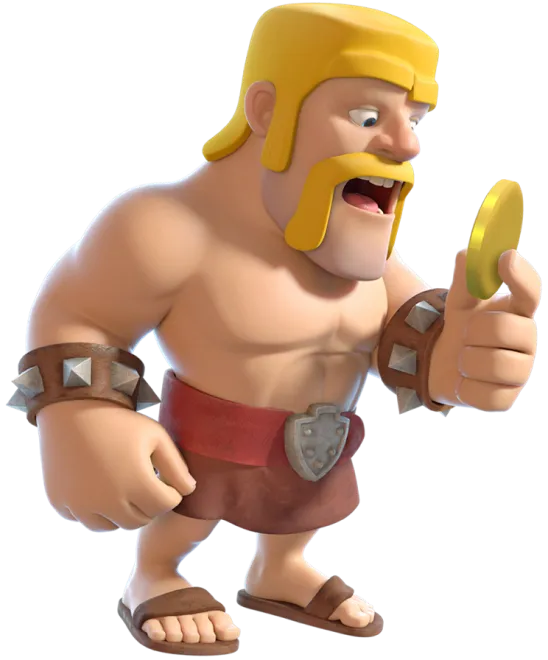 Barbarian looking at a gold coin